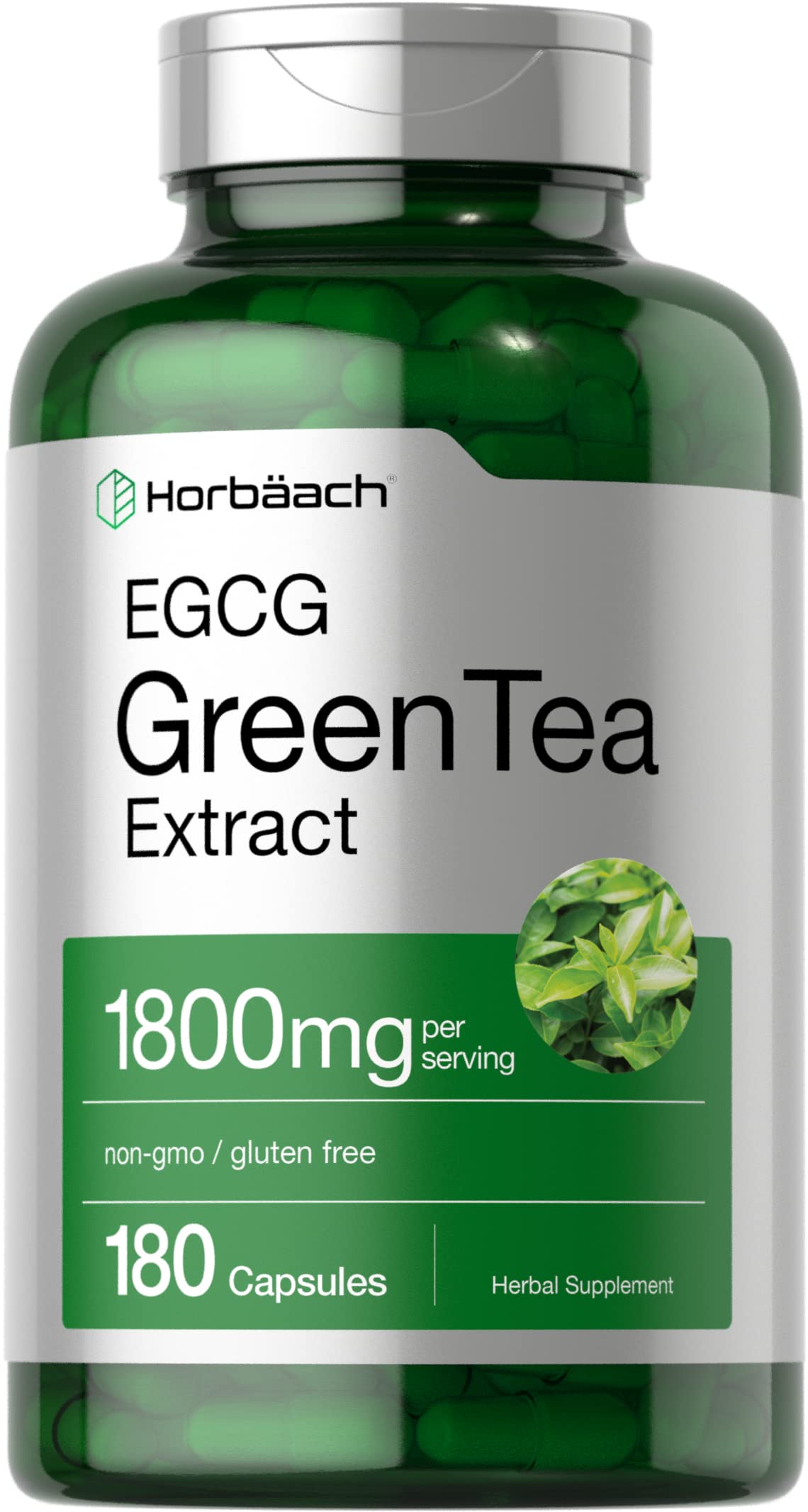 Horbäach EGCG té verde cápsulas en caja, ideal para iniciar una rutina diaria de antioxidantes.