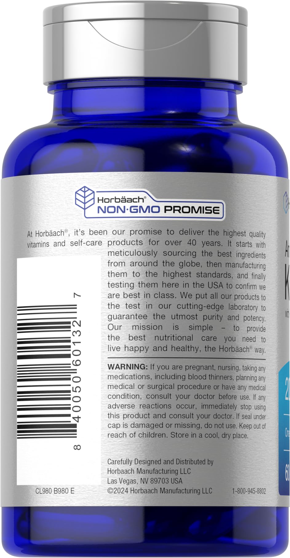 Etiqueta Horbäach destacando Omega-3 EPA/DHA con astaxantina