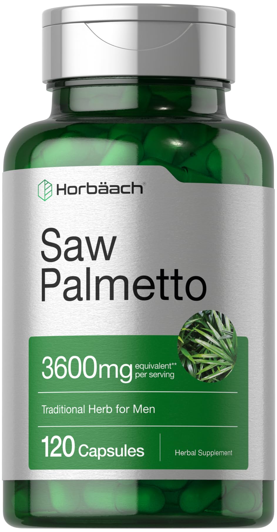 Horbäach Extracto Saw Palmetto, empaque visible, cápsulas fáciles de incorporar a la rutina diaria.