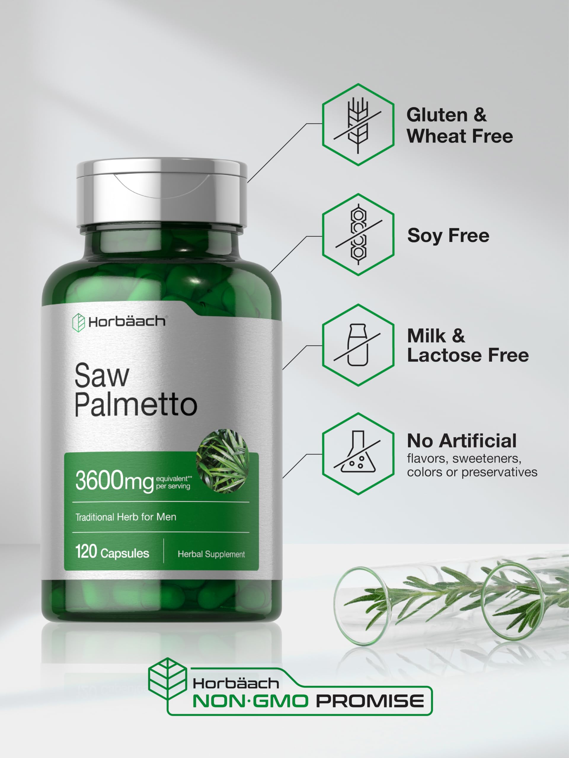 Horbäach Extracto Saw Palmetto, ingredientes de alta calidad y complejo completo.