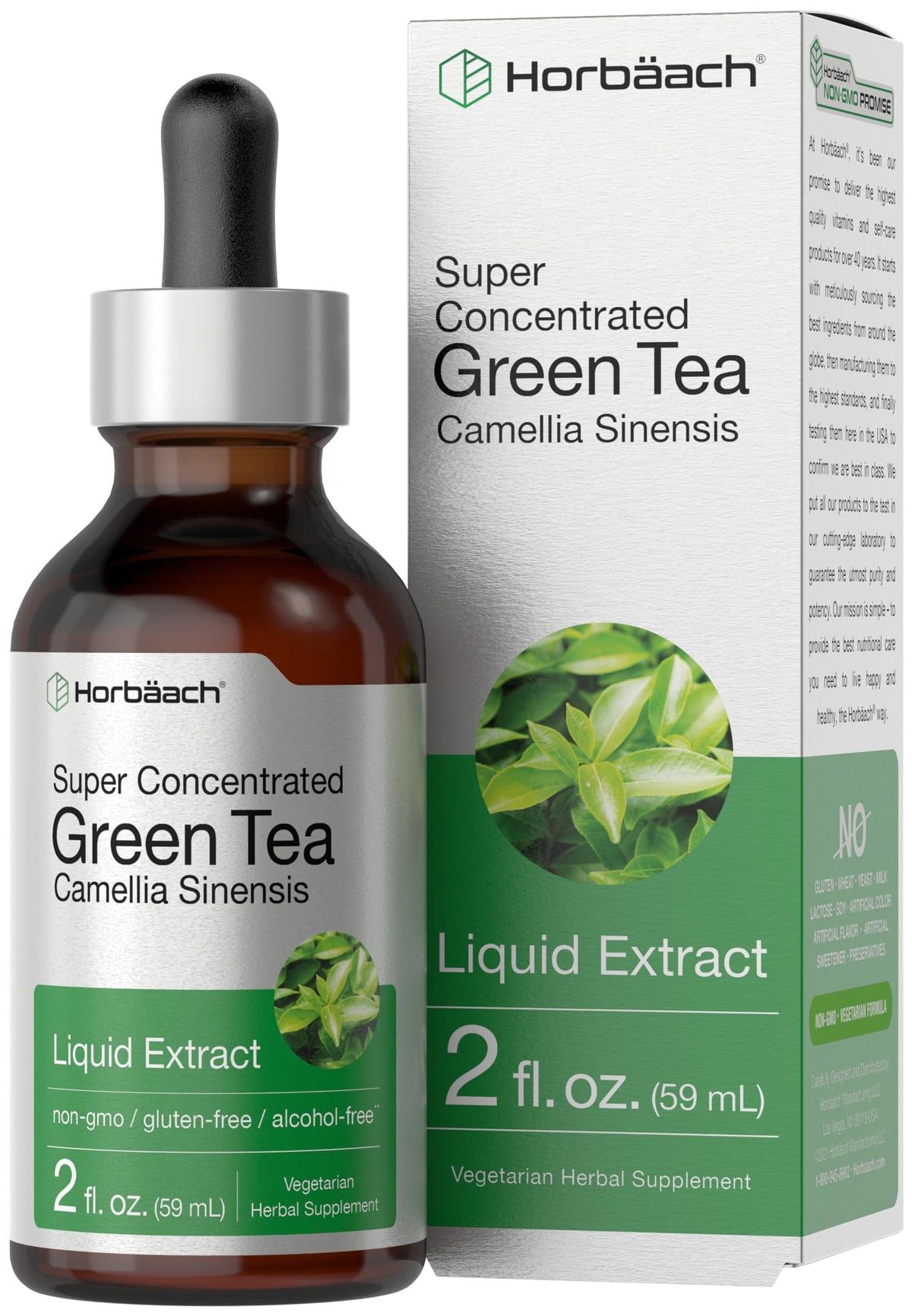 Horbäach extracto de té verde en gotas en botella para bebidas