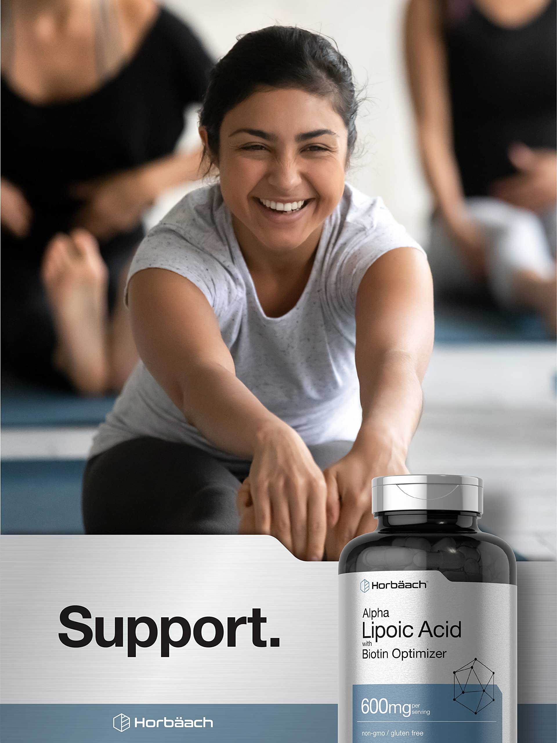 Fórmula Horbäach de alfa-lipoico 600 mg, pureza y potencia en cada cápsula.