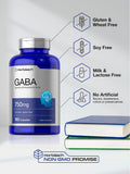 Etiqueta certificaciones de laboratorio en Horbaach GABA 750 mg