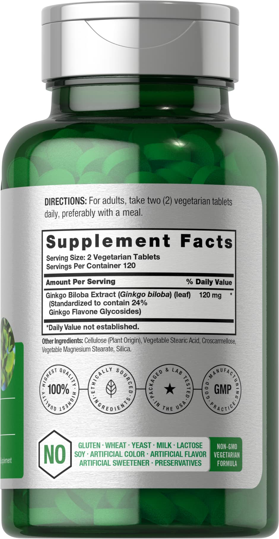 Horbäach Ginkgo Biloba: tabletas trasera para verificación de dosis