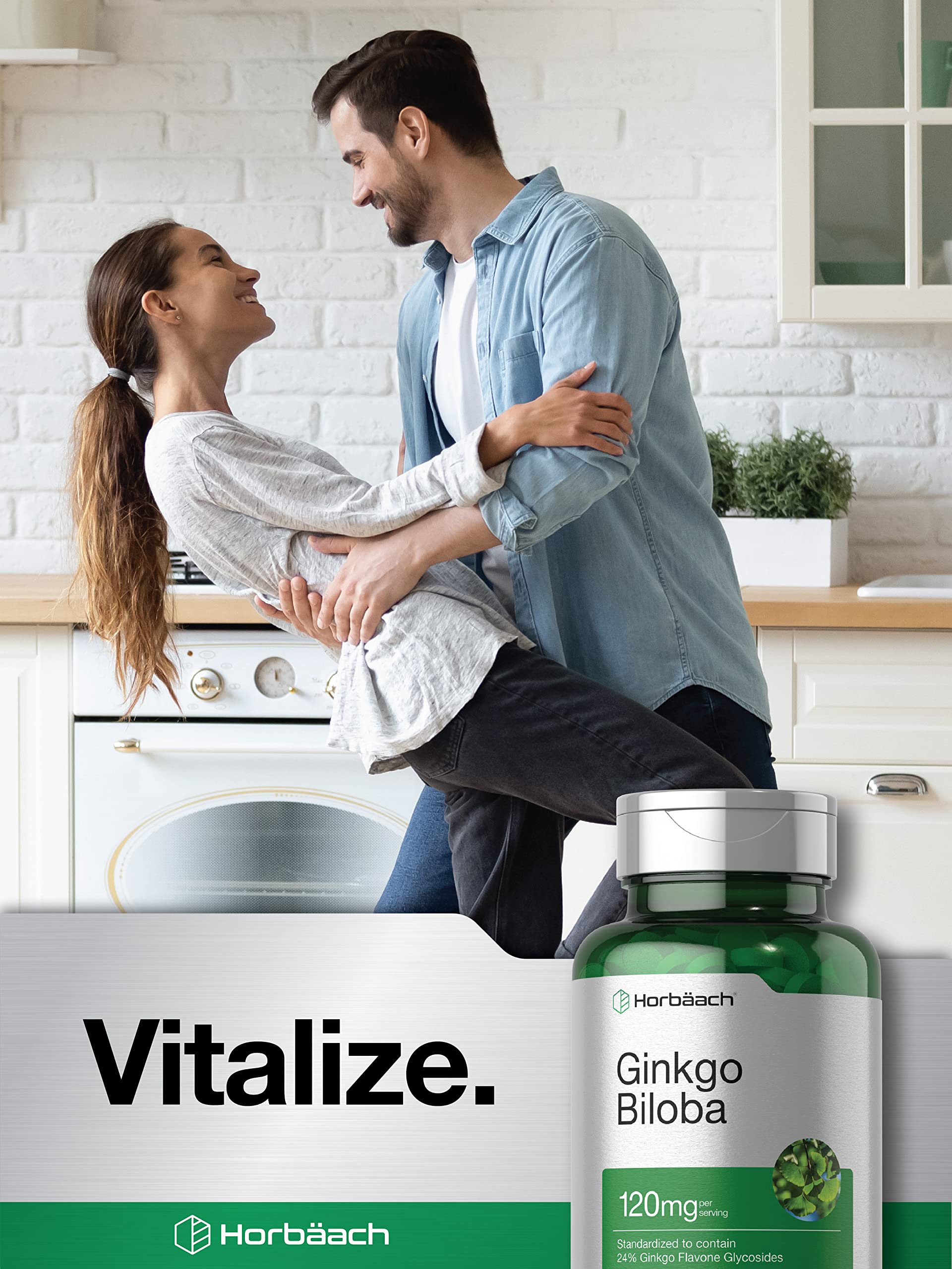 Horbäach Ginkgo Biloba: frasco mostrando formato vegetariano y pureza