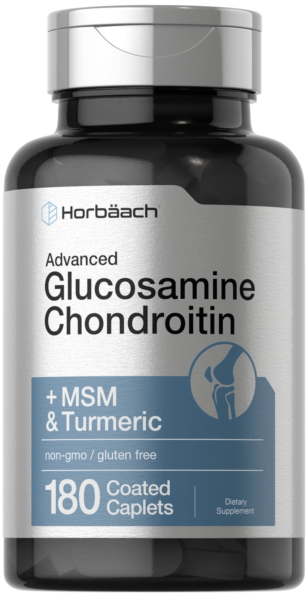 Horbäach Glucosamina Condroitina MSM Cúrcuma, cápsulas recubiertas, apoyan movilidad diaria