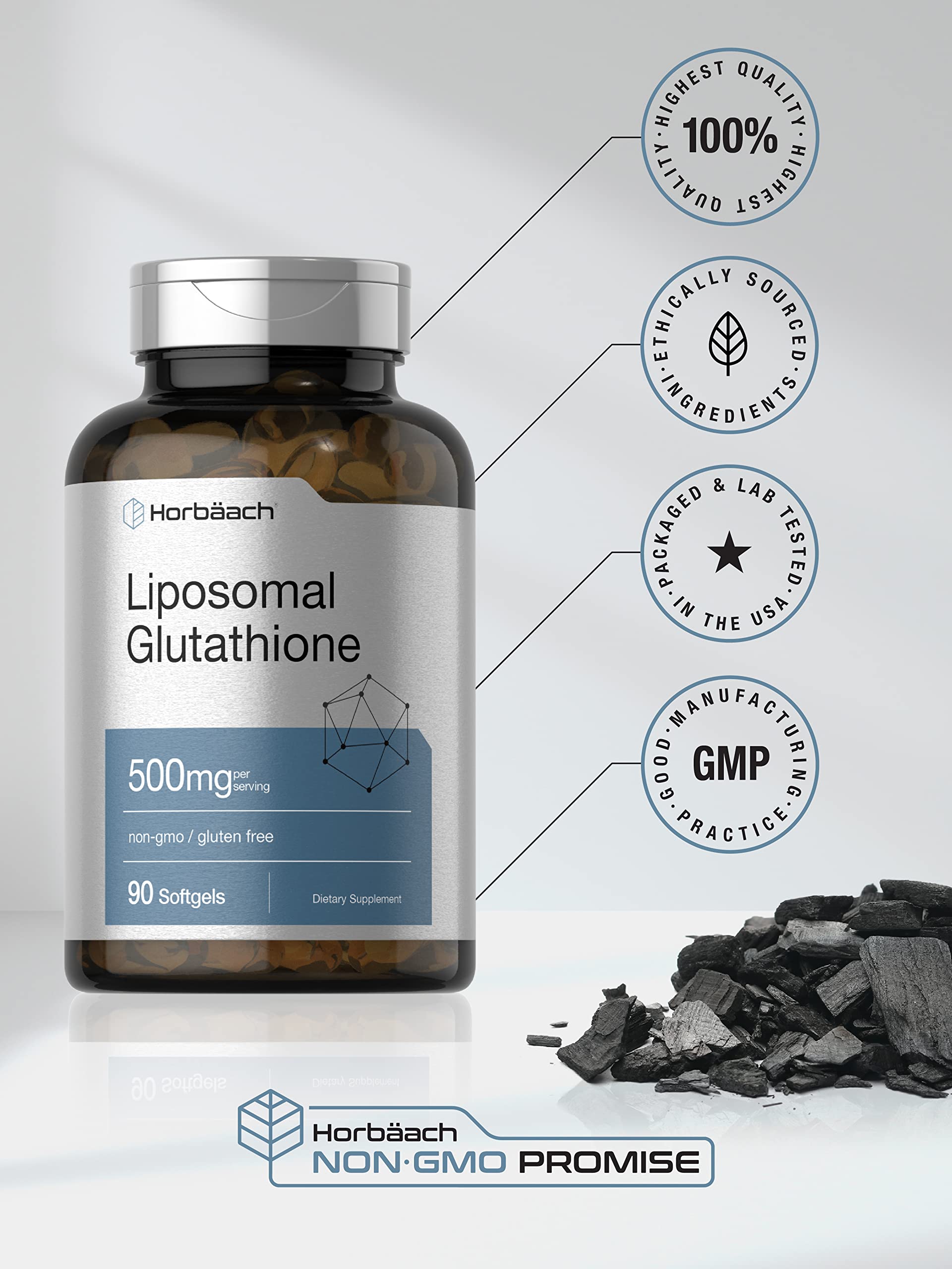 Lista de ingredientes de Horbaach Glutatión Liposomal y alérgenos.