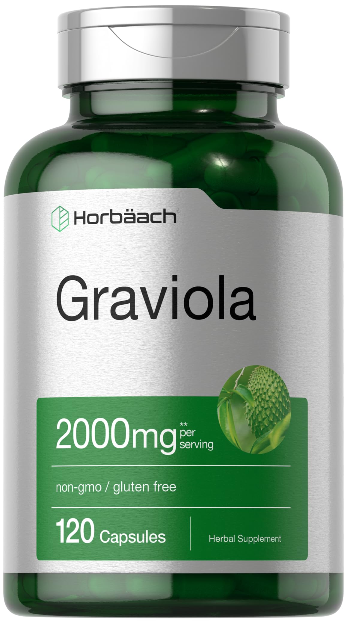 Cápsulas Horbäach Graviola en botella para energía diaria