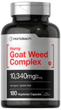 Horbaach Horny Goat Weed Complex - botella con cápsulas para apoyo herbal diario.