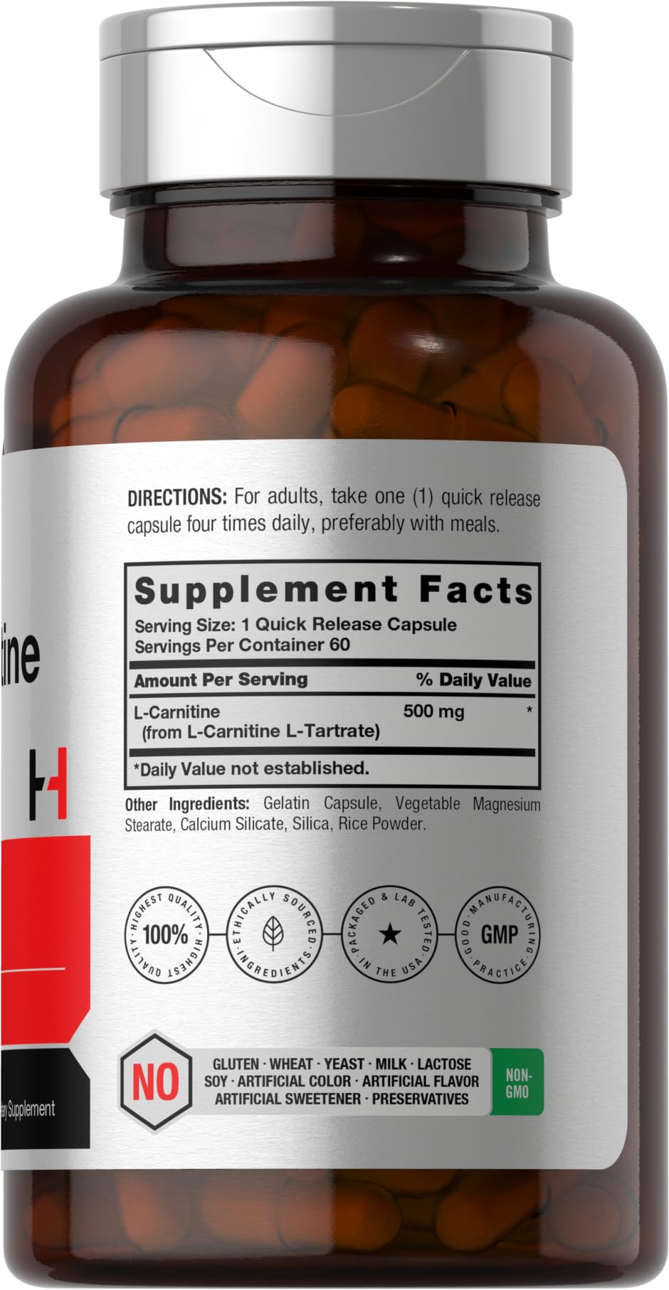 Horbäach L-Carnitine 500 mg, cápsulas: liberación rápida para comodidad diaria.