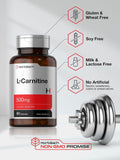 Empaque de Horbäach L-Carnitine 500 mg: sin gluten y no GMO, opción segura.