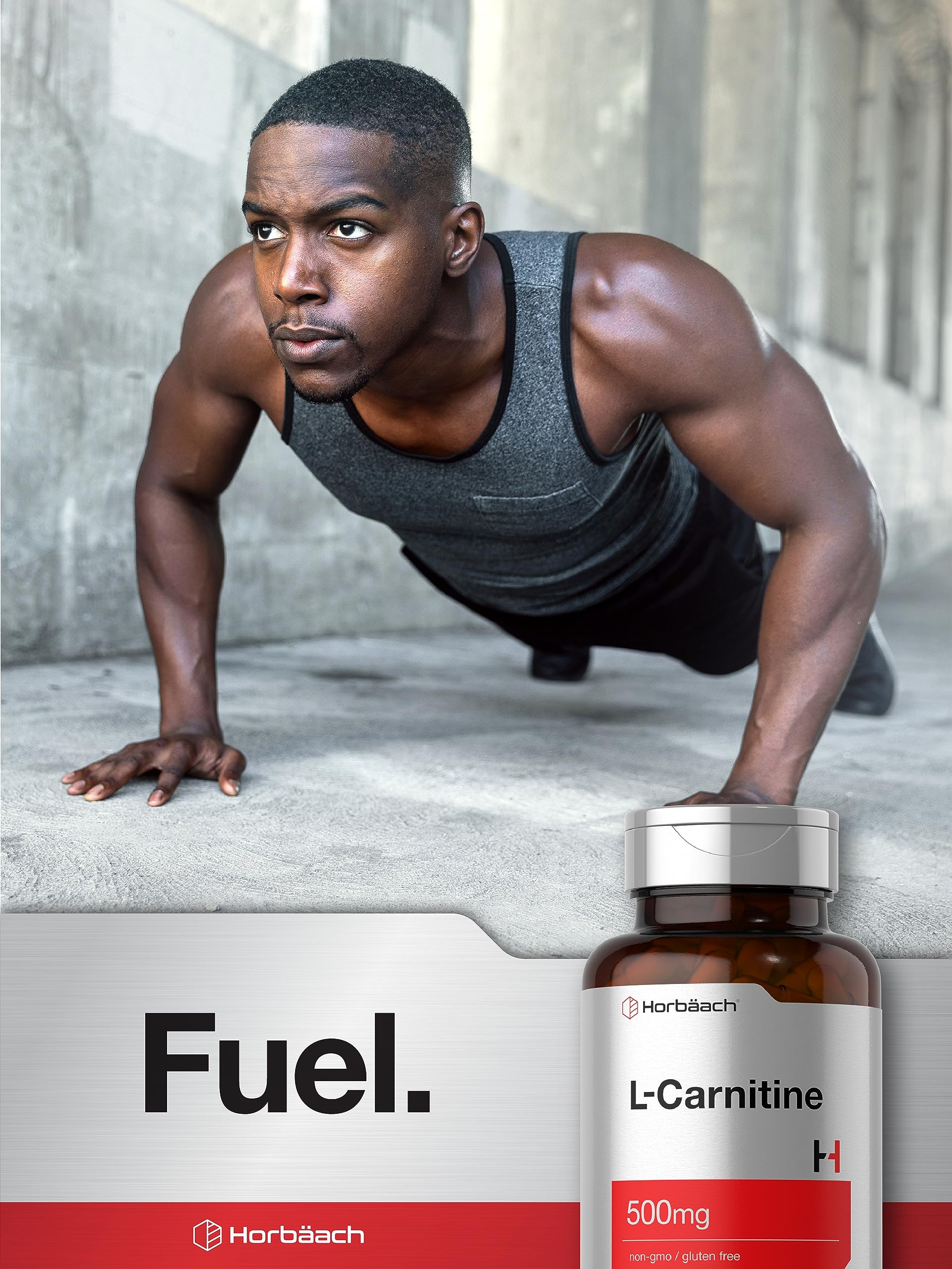 Etiqueta interna Horbäach L-Carnitine: información de pureza y calidad respaldada.