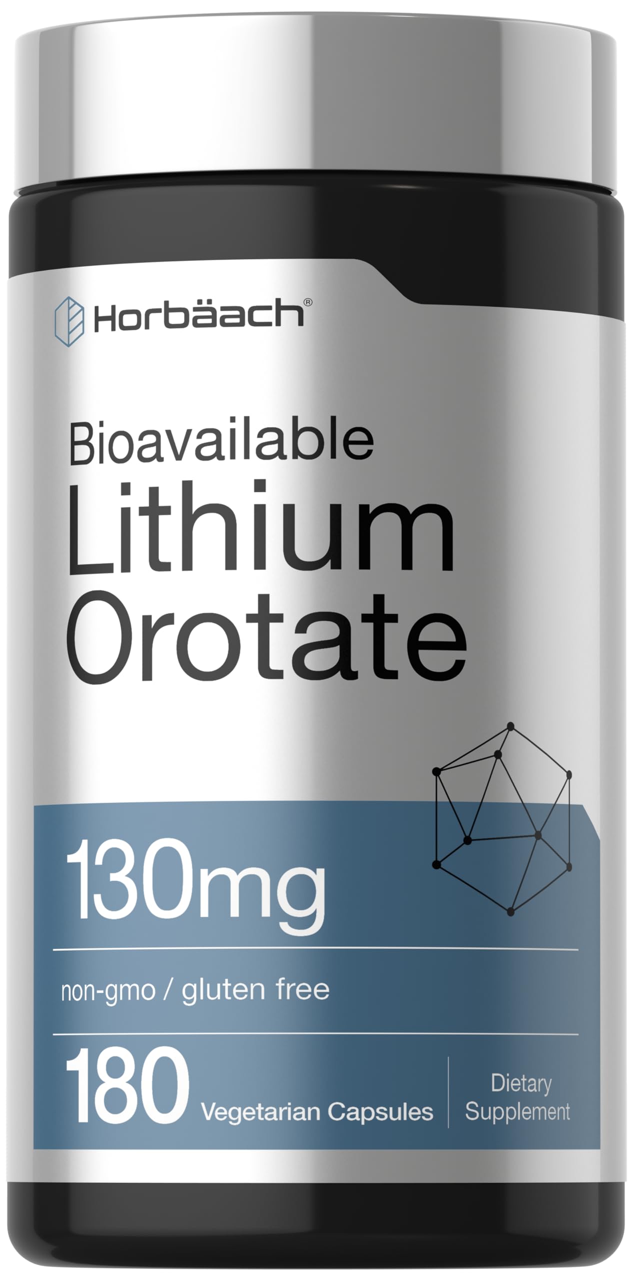 Horbaach Lithium Orotate 130 mg cápsulas para uso diario y biodisponibilidad