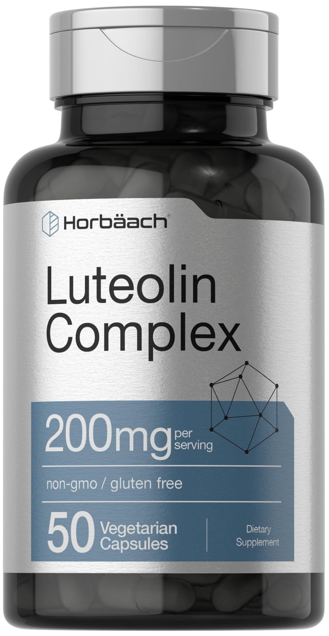 Horbäach Luteolin Complex cápsulas vegetarianas para apoyo diario de bienestar.
