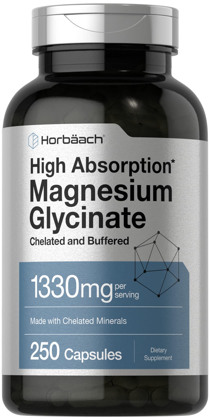 Horbaach Magnesio Glicinato cápsulas para uso diario de alta absorción