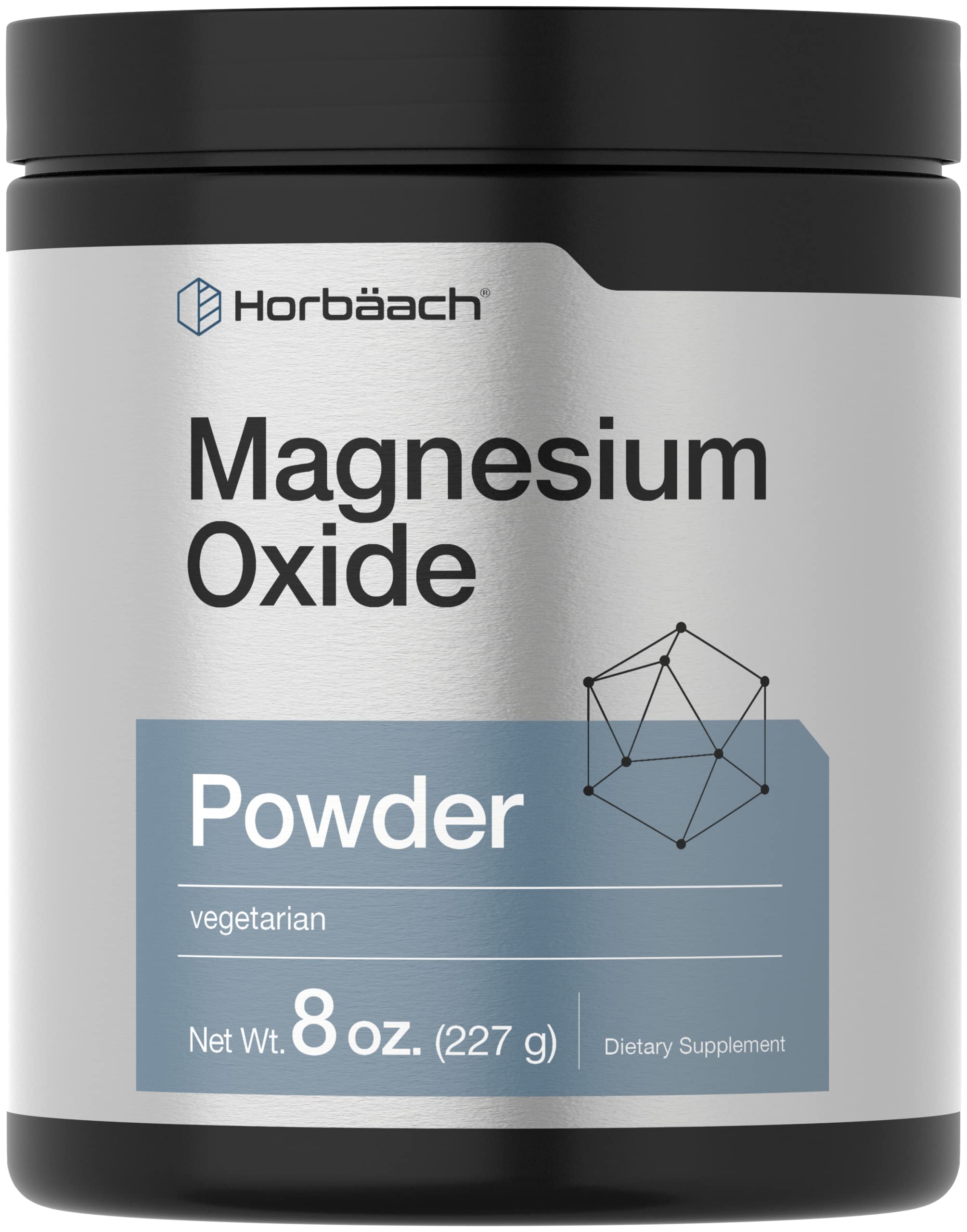 Horbäach Magnesio Óxido en polvo, bote de 227 g, ideal para uso diario.