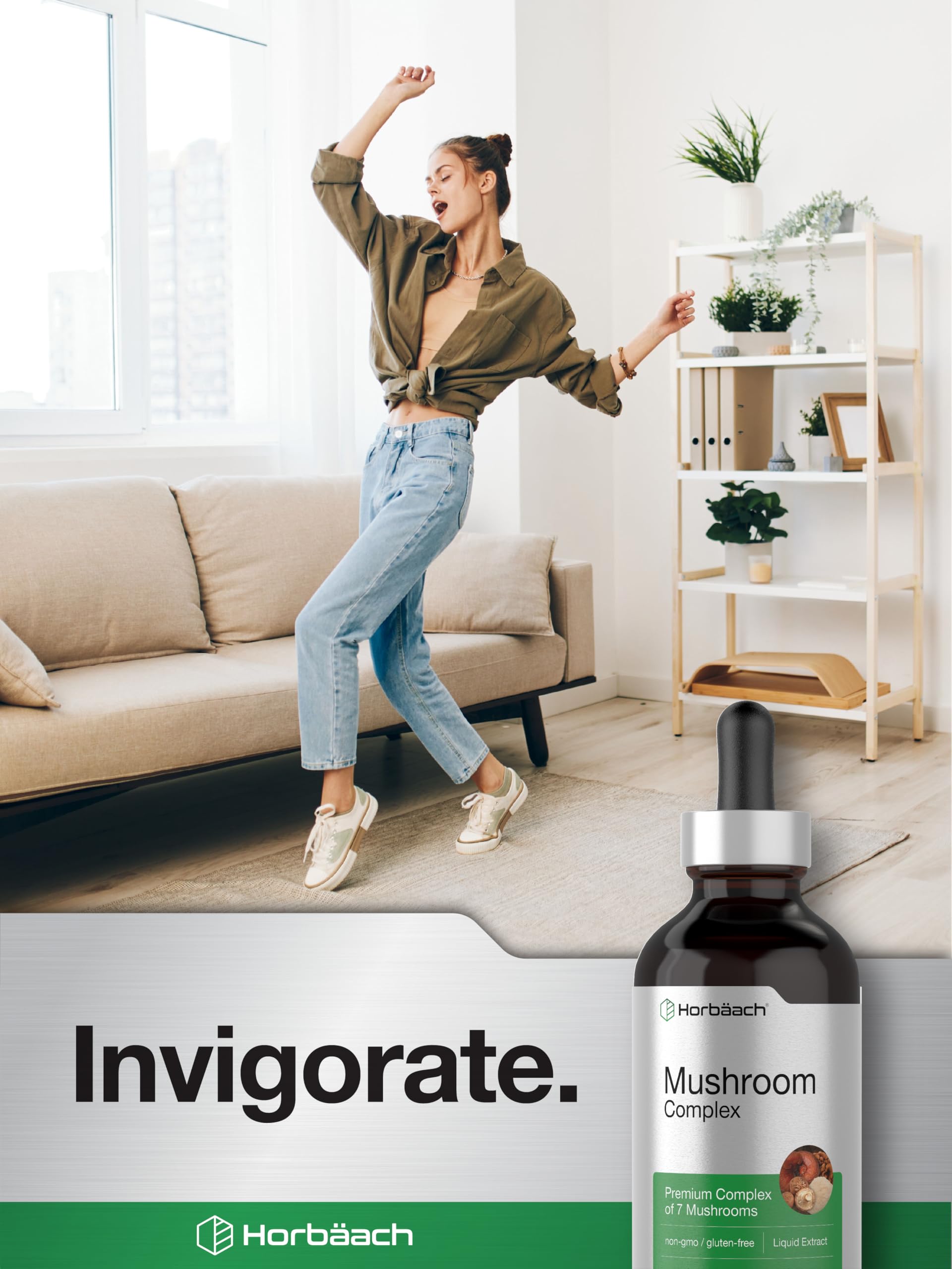 Horbaach Mushroom Complex: empaque práctico y vial para comodidad.