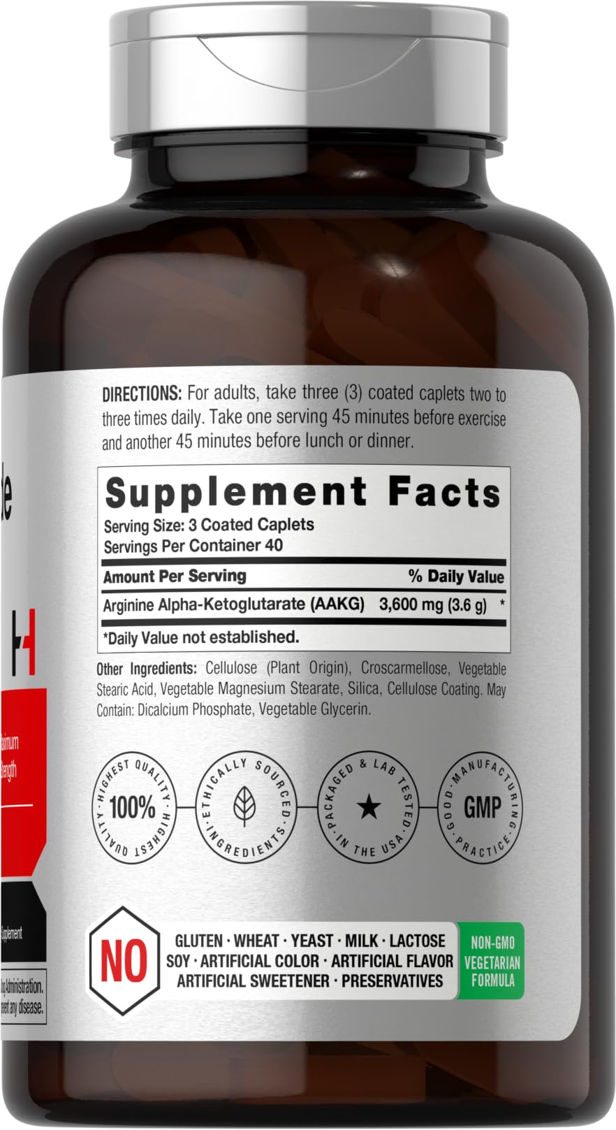 Horbäach Nitric Oxide Max 3600mg — cápsulas en primer plano para rendimiento
