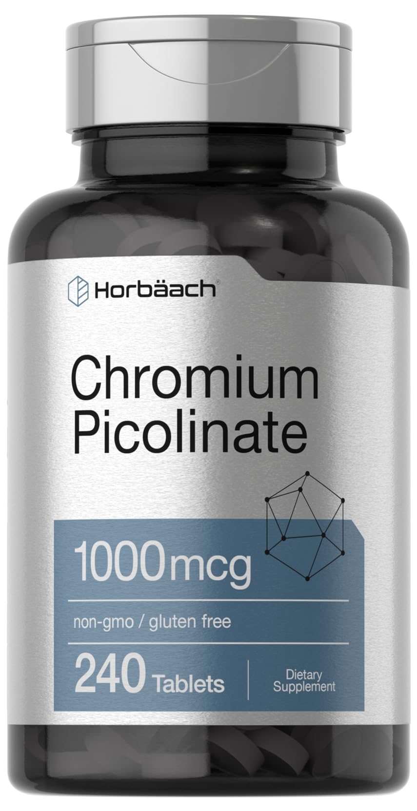 Horbäach Picolinato de Cromo 1000 mcg, tableta para uso diario.