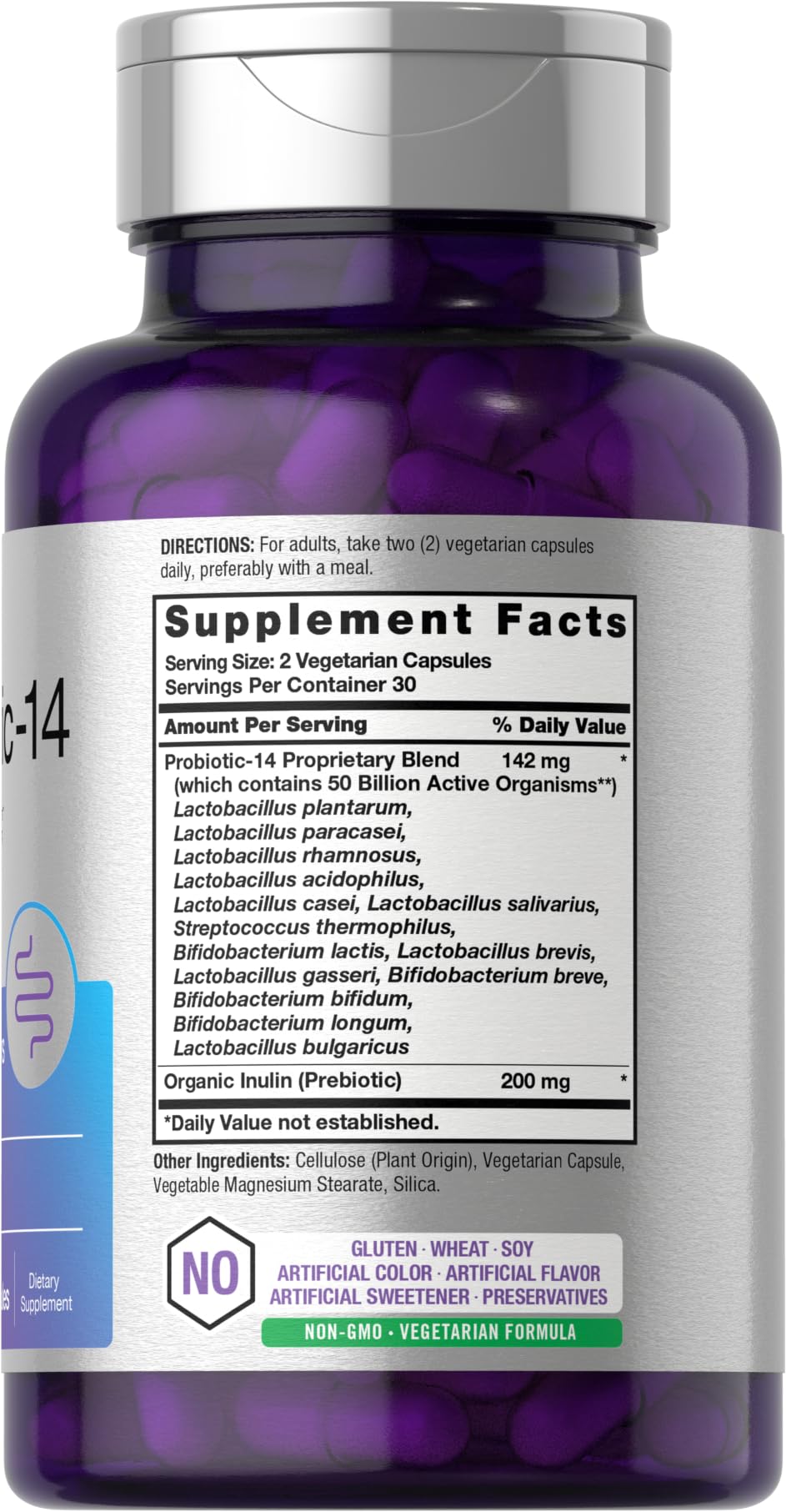 Horbaach Probiotics con 14 cepas y prebiótico para equilibrio intestinal.
