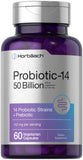 Horbaach Probiotics botella de 60 cápsulas para apoyo digestivo diario.