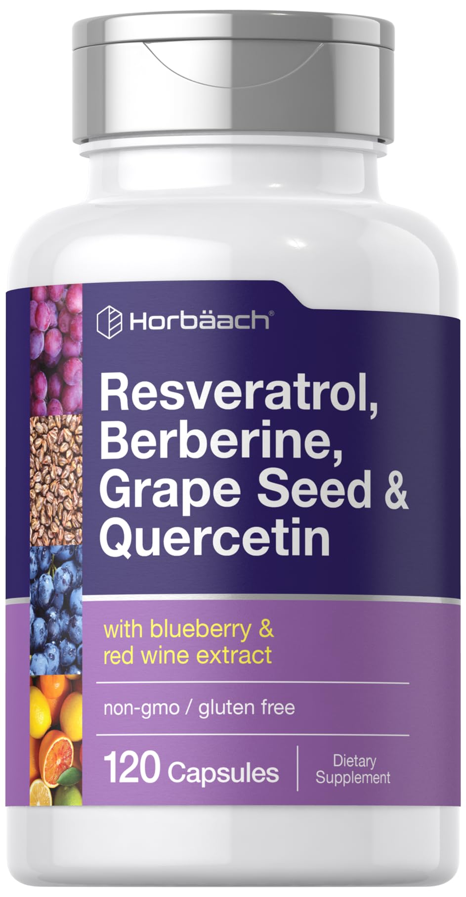 Horbaach Resveratrol Berberina cápsulas suplemento diario con liberación rápida