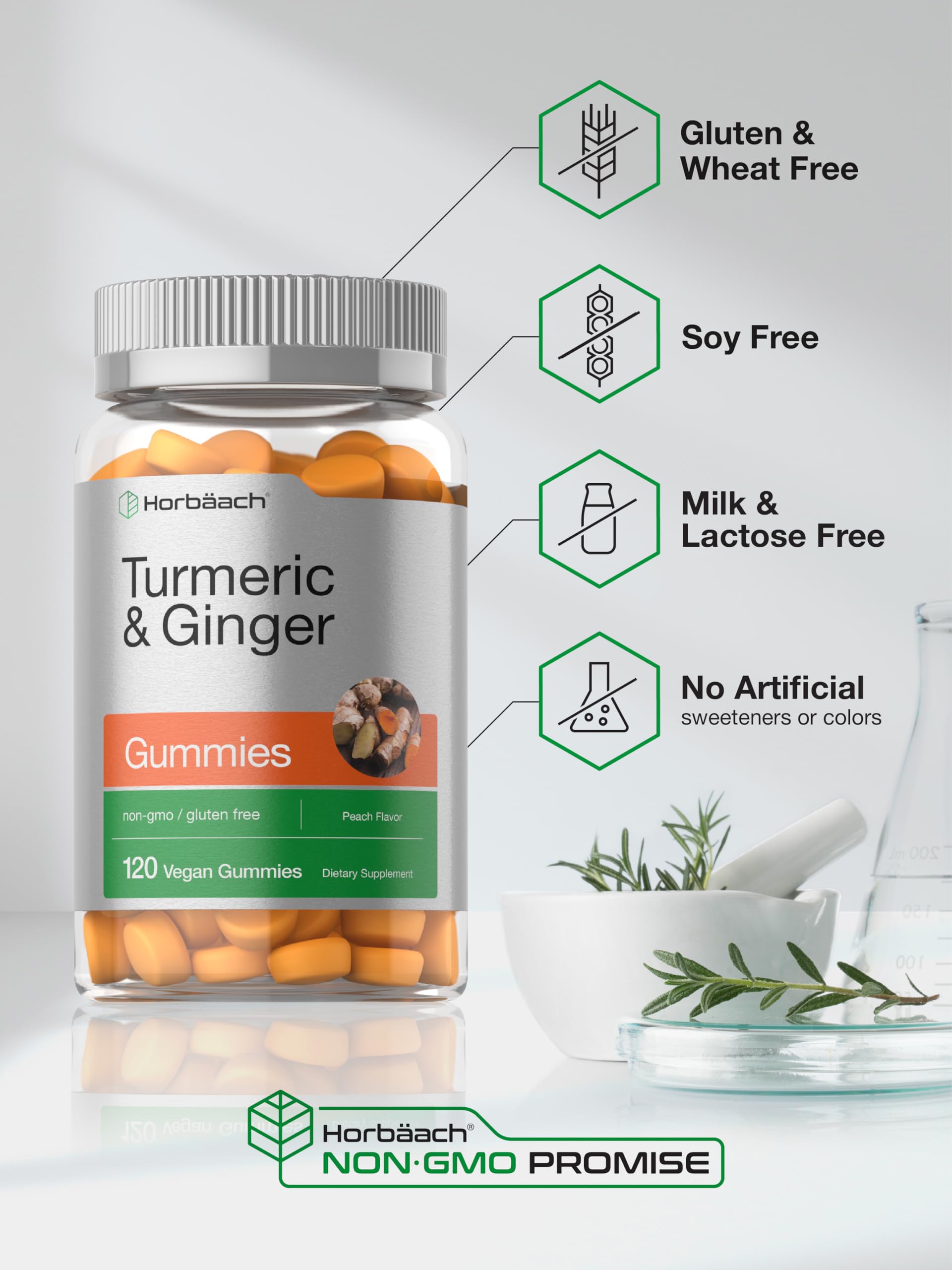 Uso diario con Horbaach Turmeric y Ginger Gummies, fácil de incorporar a la rutina.