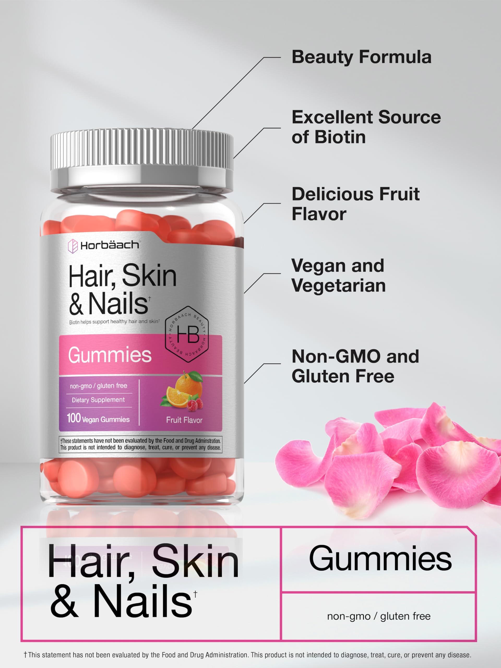 Horbaach gominolas veganas sin edulcorantes artificiales, sabor natural.