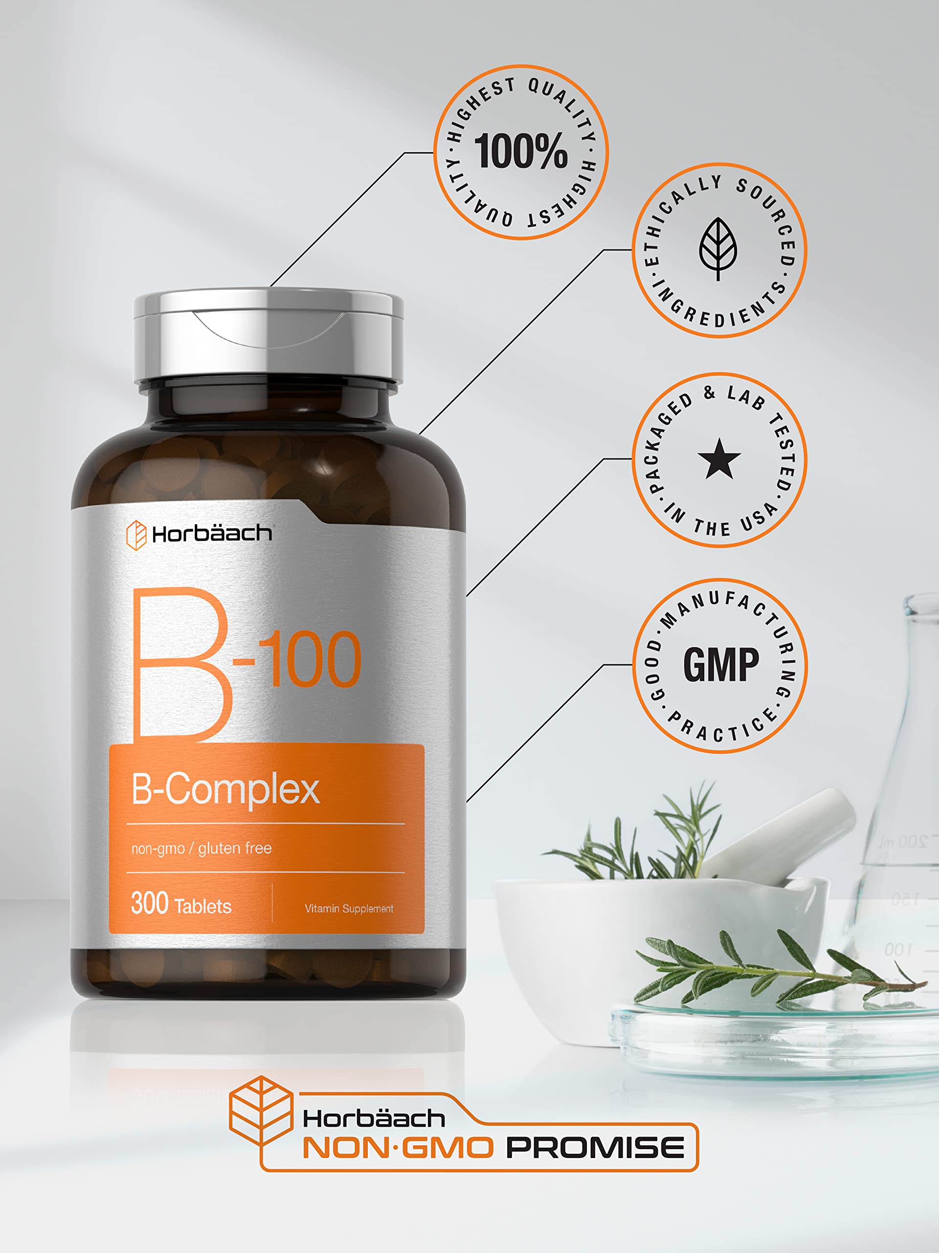 Horbäach B-100 Complex: lista de ingredientes con valor diario por nutriente
