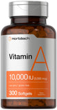 Horbäach Vitamina A 10000 UI en cápsulas blandas para uso diario.