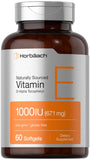 Horbäach Vitamina E 1000 UI en botella, soporte antioxidante diario.