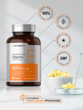 Frasco de vidrio Horbaach Vitamina E 1000 UI, fórmula natural y pura.