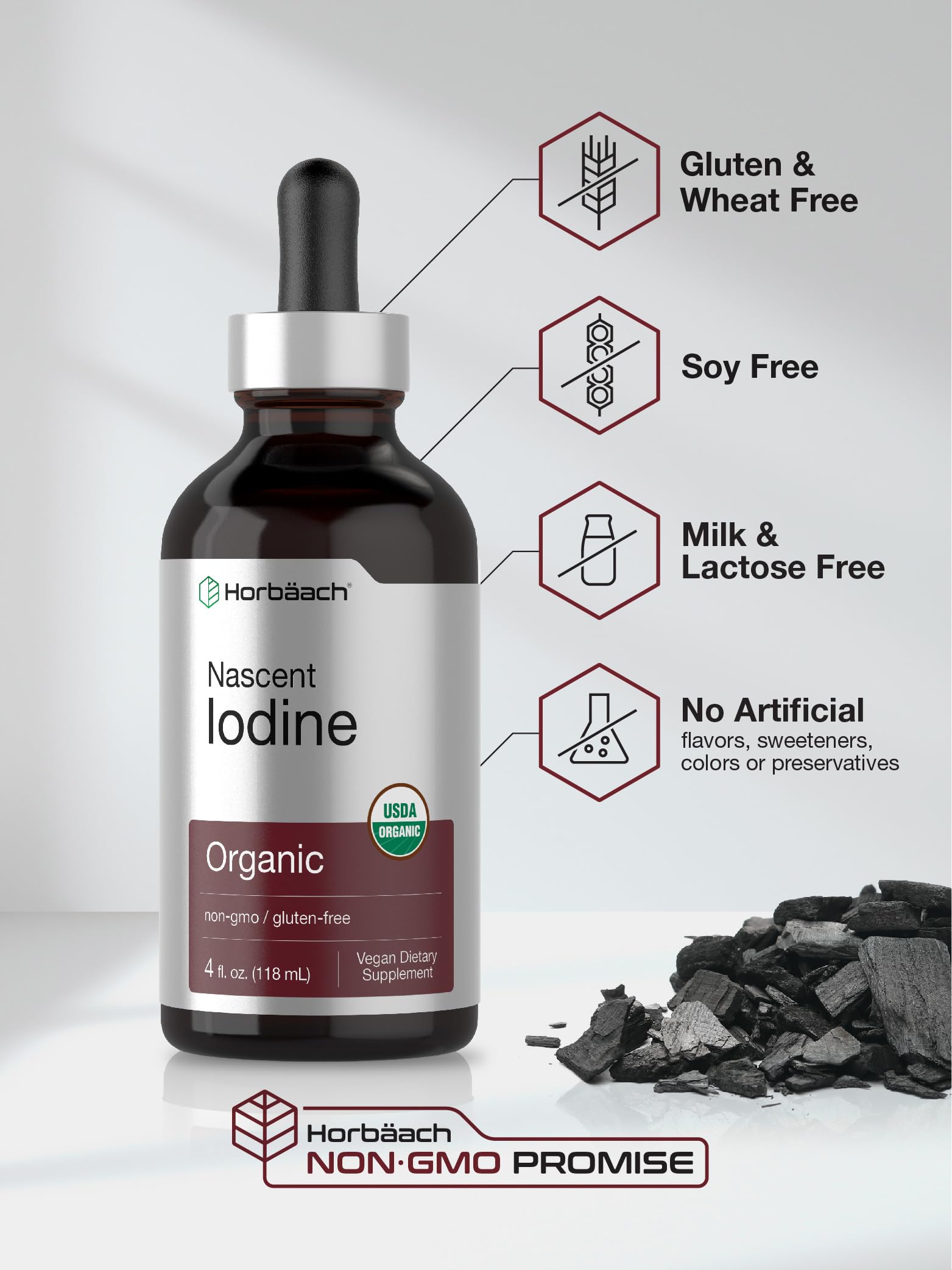 Horbaach Gotas Yodo Naciente, sin gluten para una alternativa limpia en tu dieta.