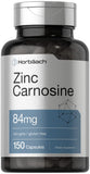 Horbaach Zinc Carnosine cápsulas: envase para uso diario seguro y fácil de almacenar.