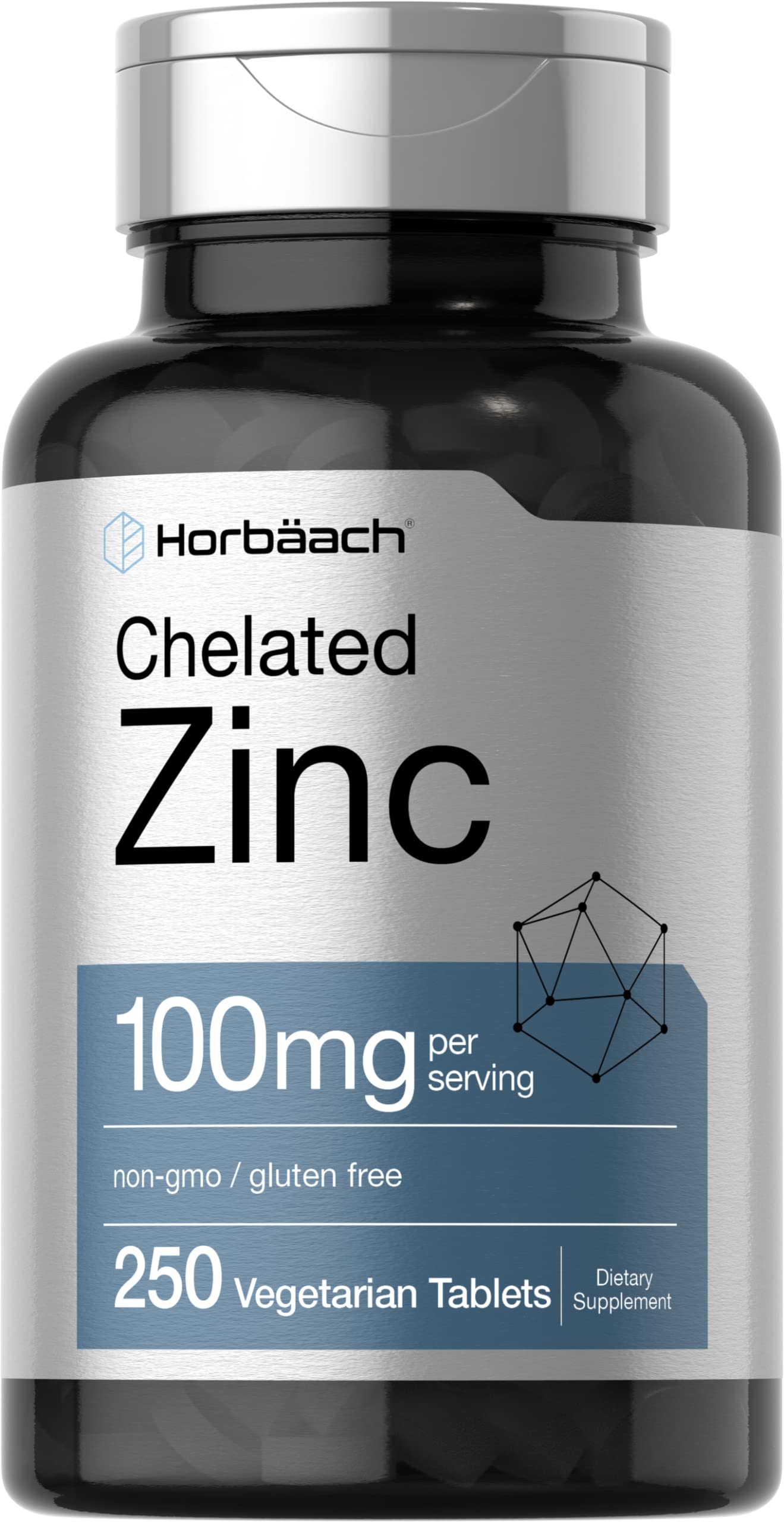 Horbäach zinc chelatado 100 mg en botella, apoyo diario para bienestar