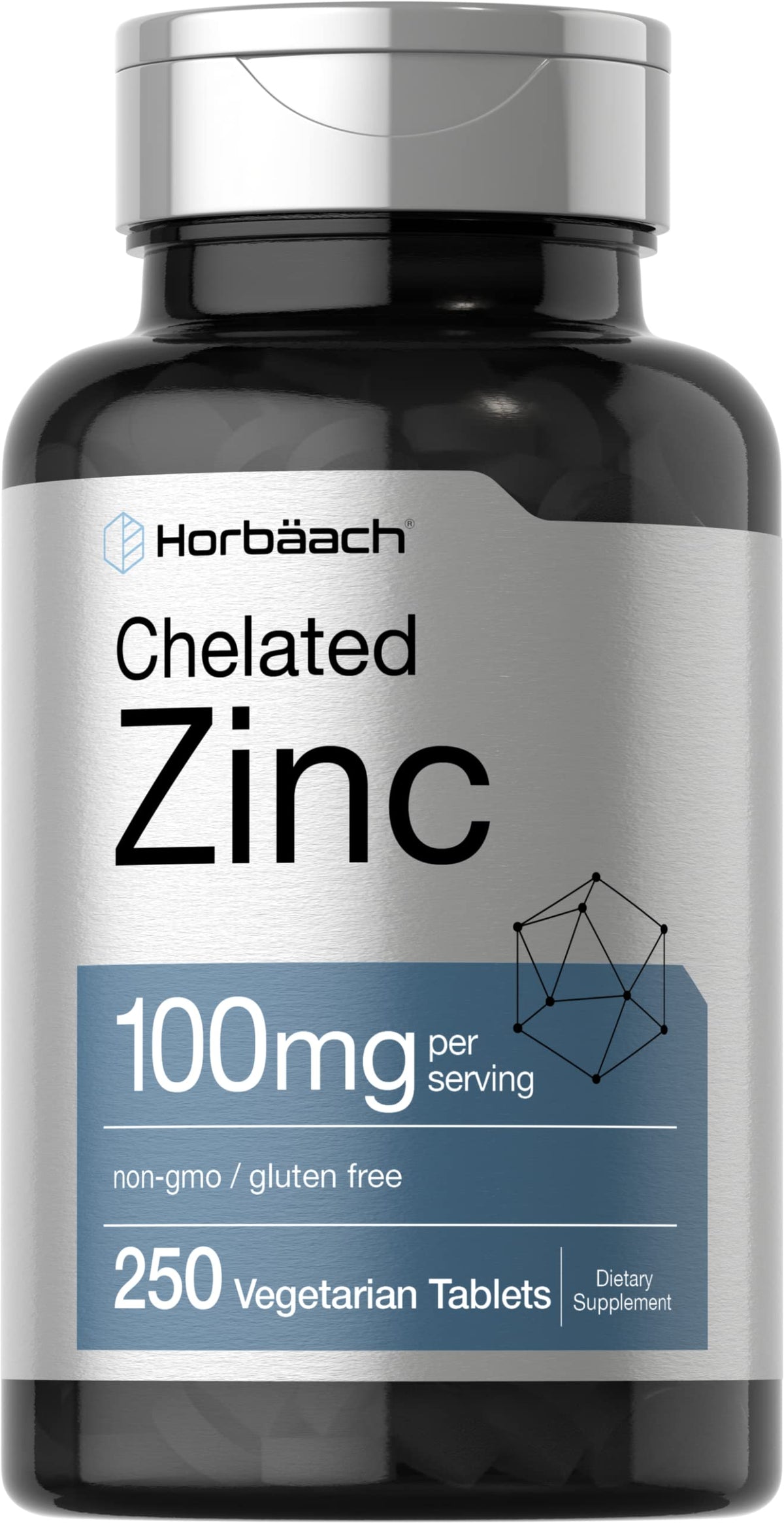 Horbäach zinc chelatado 100 mg en botella, apoyo diario para bienestar