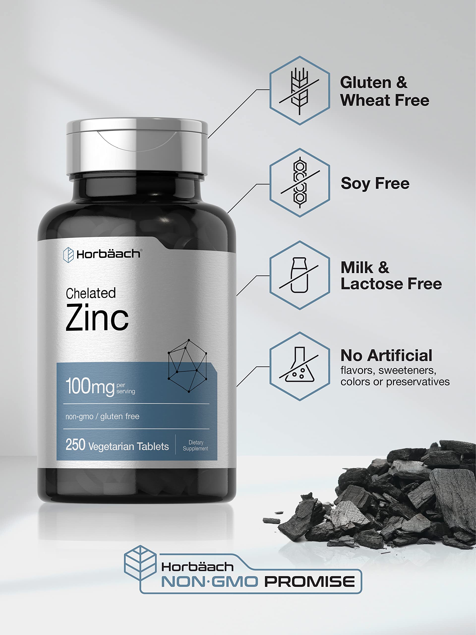 Horbäach zinc chelatado 100 mg caja, información clara del suplemento