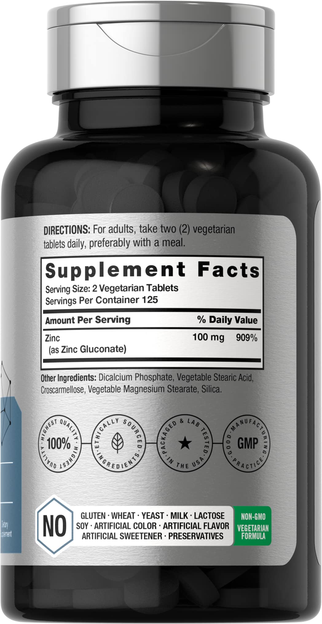 Horbäach zinc chelatado 100 mg cápsulas en frasco, alta potencia
