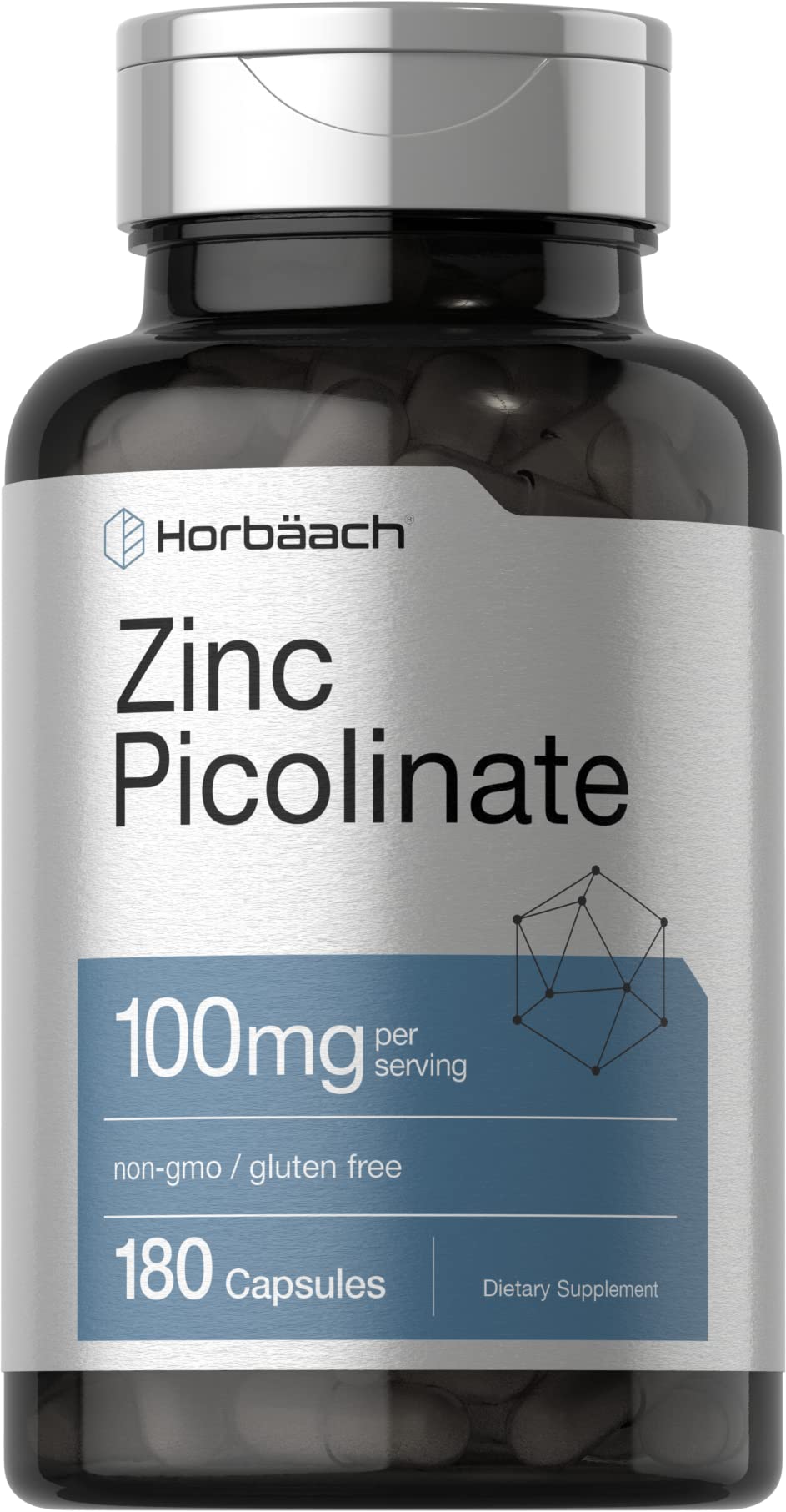 horbaach zinc picolinate cápsulas: suplemento diario de zinc de alta biodisponibilidad