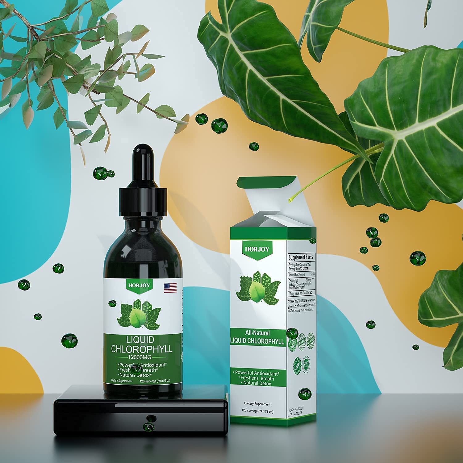 Paquete de 2 frascos Horjoy Gotas de Clorofila para consumo prolongado