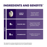 Host Defense BrainPower Stack Powder Etiqueta de la botella, trazabilidad y origen orgánico