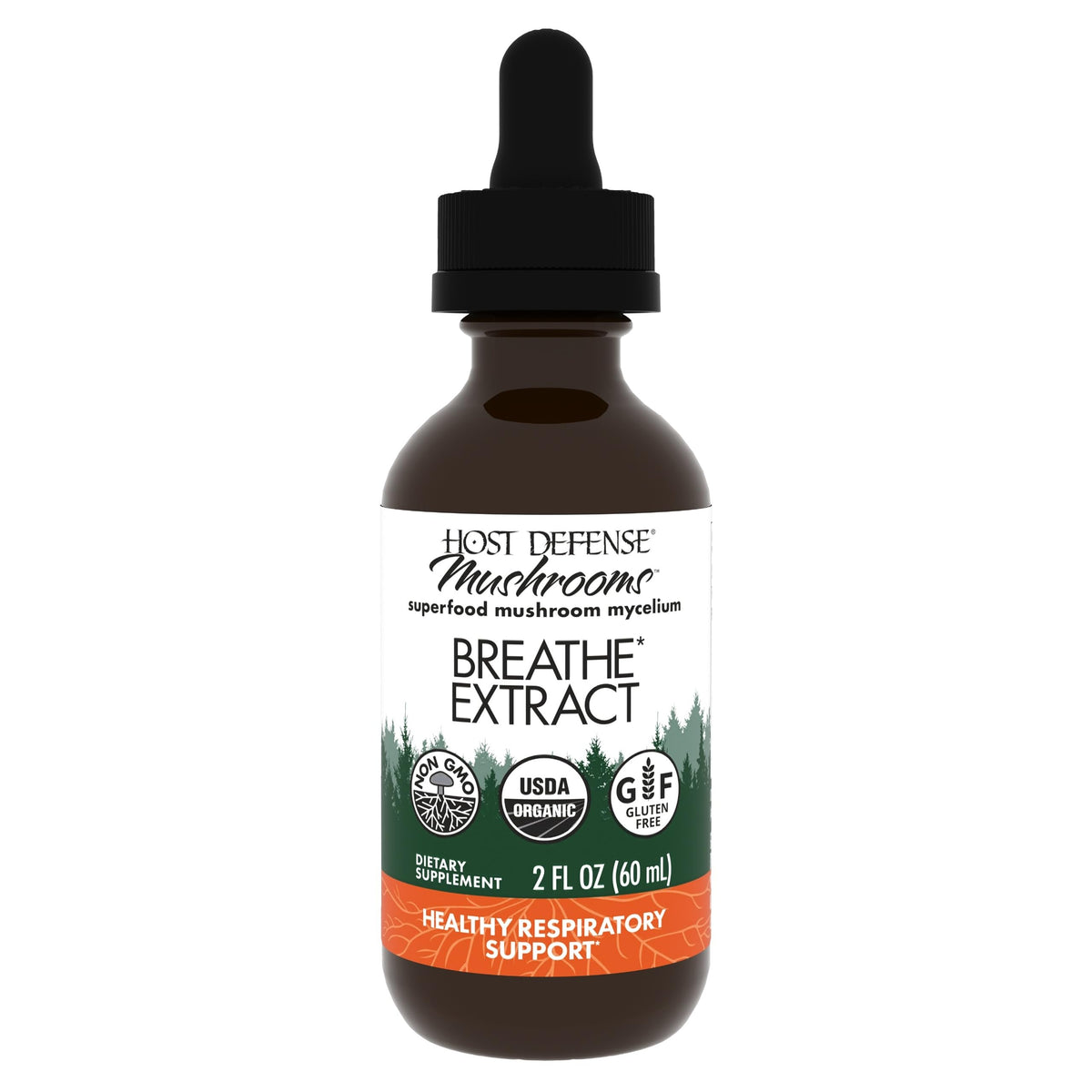 Host Defense Breathe: botella de extracto con gotero para uso diario.