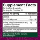 Host Defense cápsulas de cola de pavo en caja, complemento para la salud digestiva.