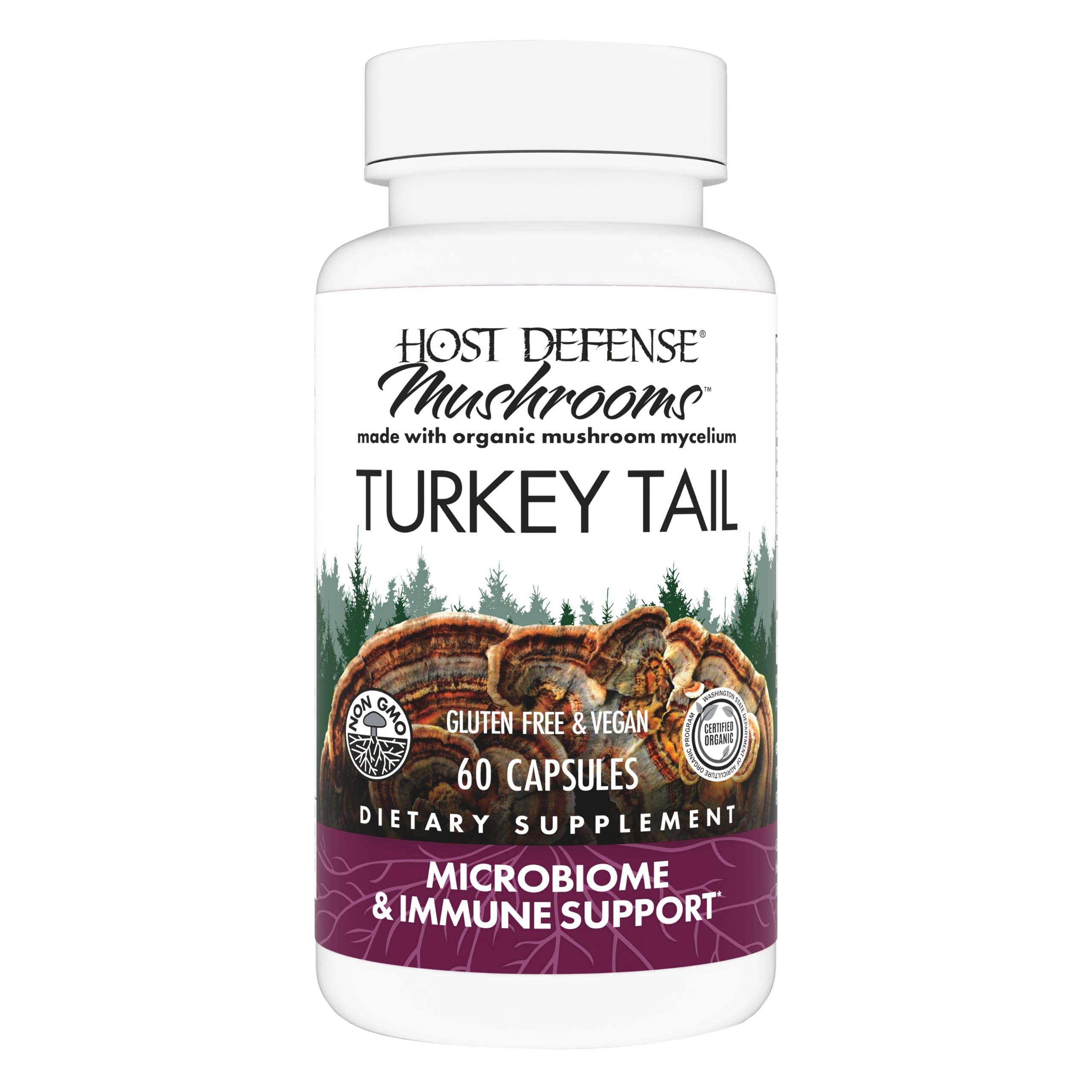 Host Defense Cola de Pavo envase frontal: ideal para apoyar la salud digestiva diaria.