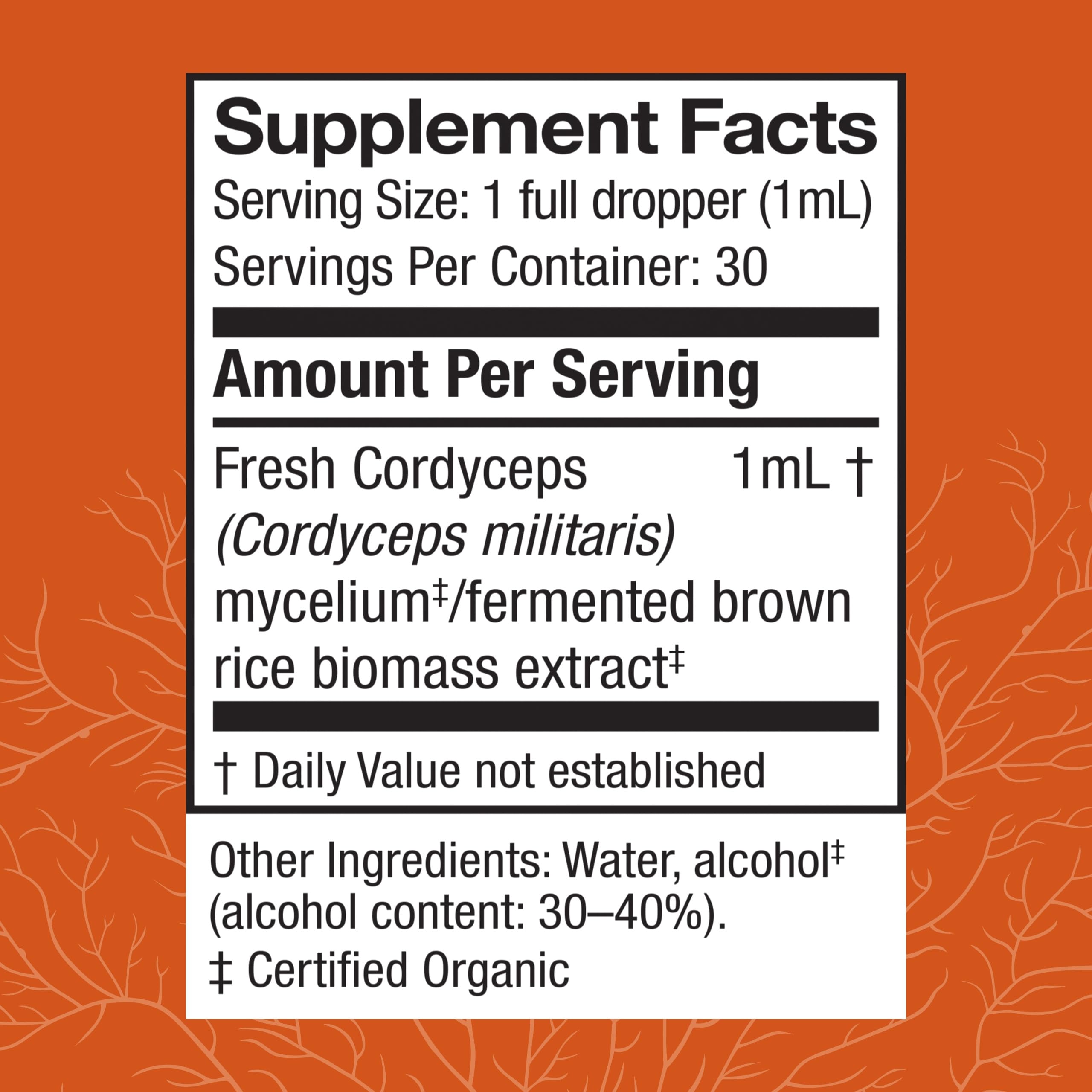 Gotero de Cordyceps para dosificaciones claras y fáciles de usar.