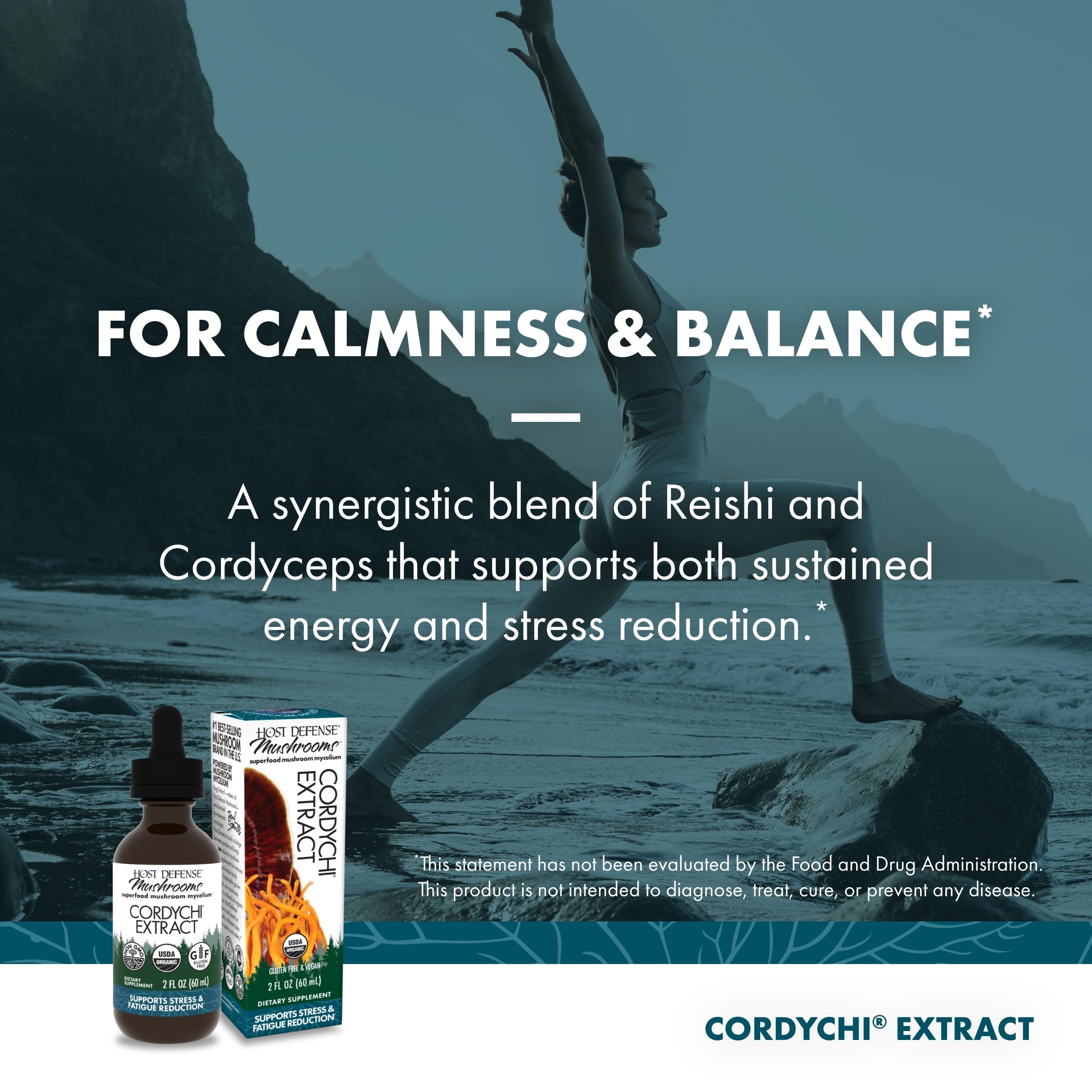 Host Defense CordyChi: dosis diaria para integración en comidas o bebidas.