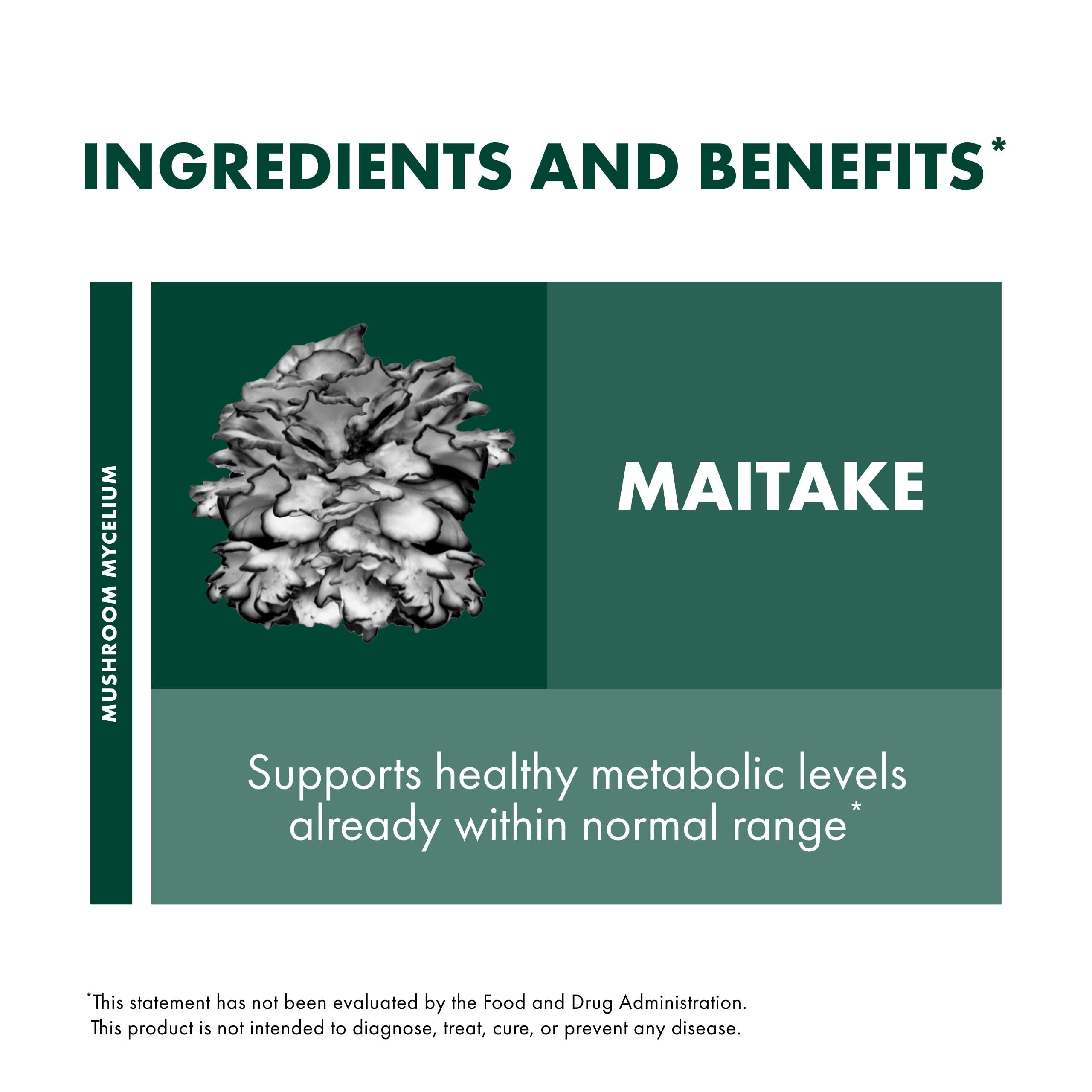 Host Defense Maitake, dosis diaria recomendada para uso sencillo.