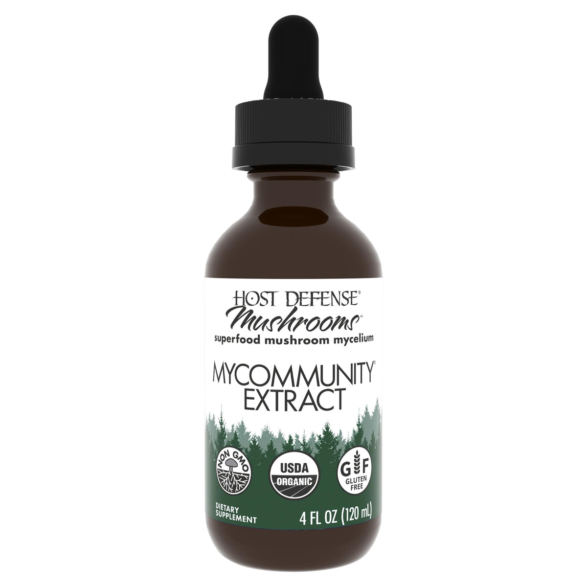 Host Defense MiComunidad Extracto: botella 4 oz para apoyo inmunitario diario.