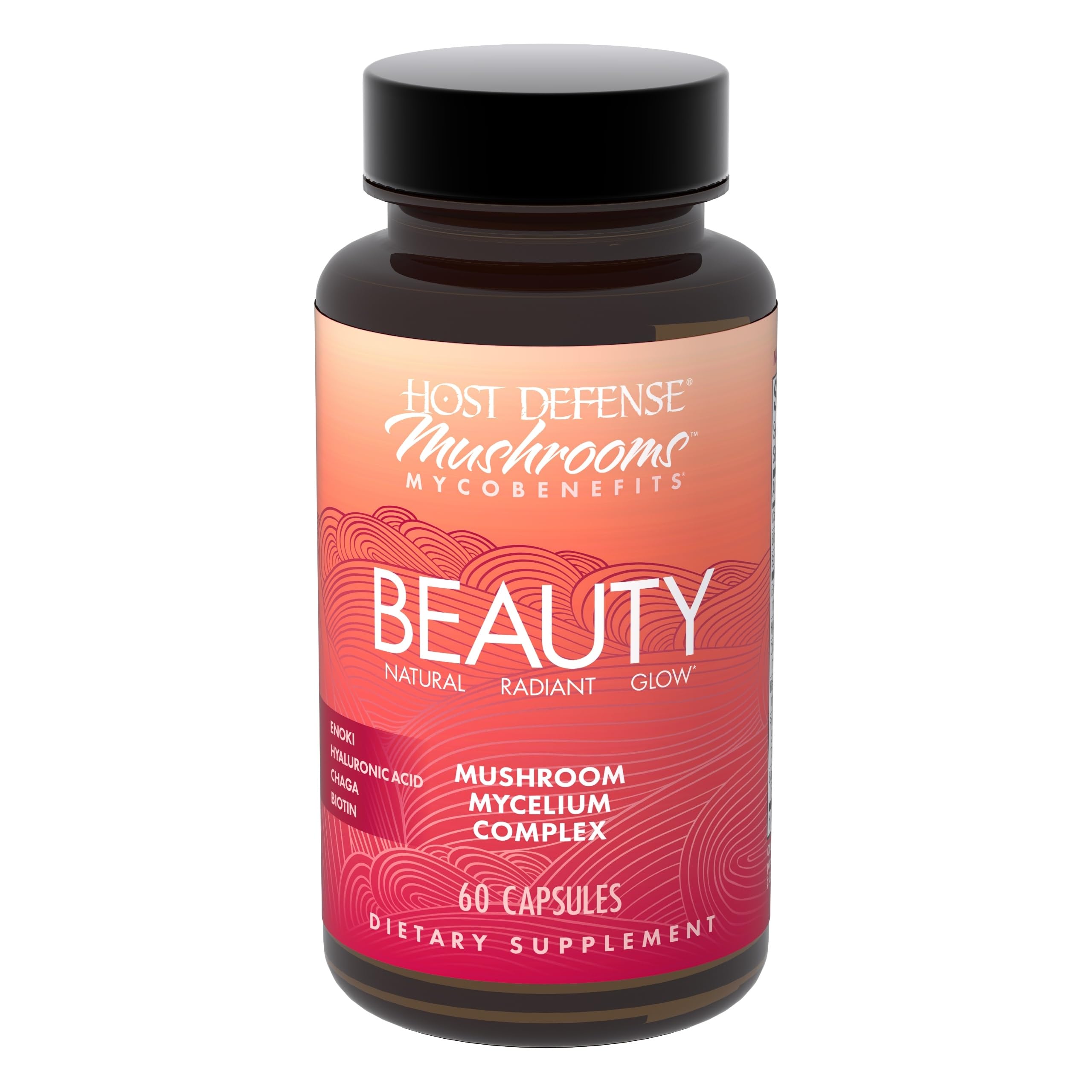 Host Defense MycoBenefits envase cápsulas, soporte diario para cabello y uñas.