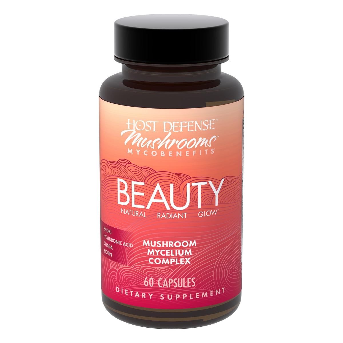 Host Defense MycoBenefits envase cápsulas, soporte diario para cabello y uñas.